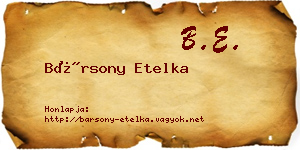 Bársony Etelka névjegykártya